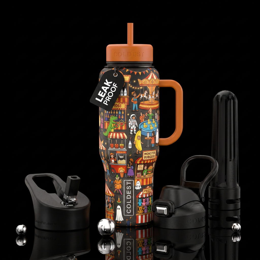 Halloween carnival water bottle design