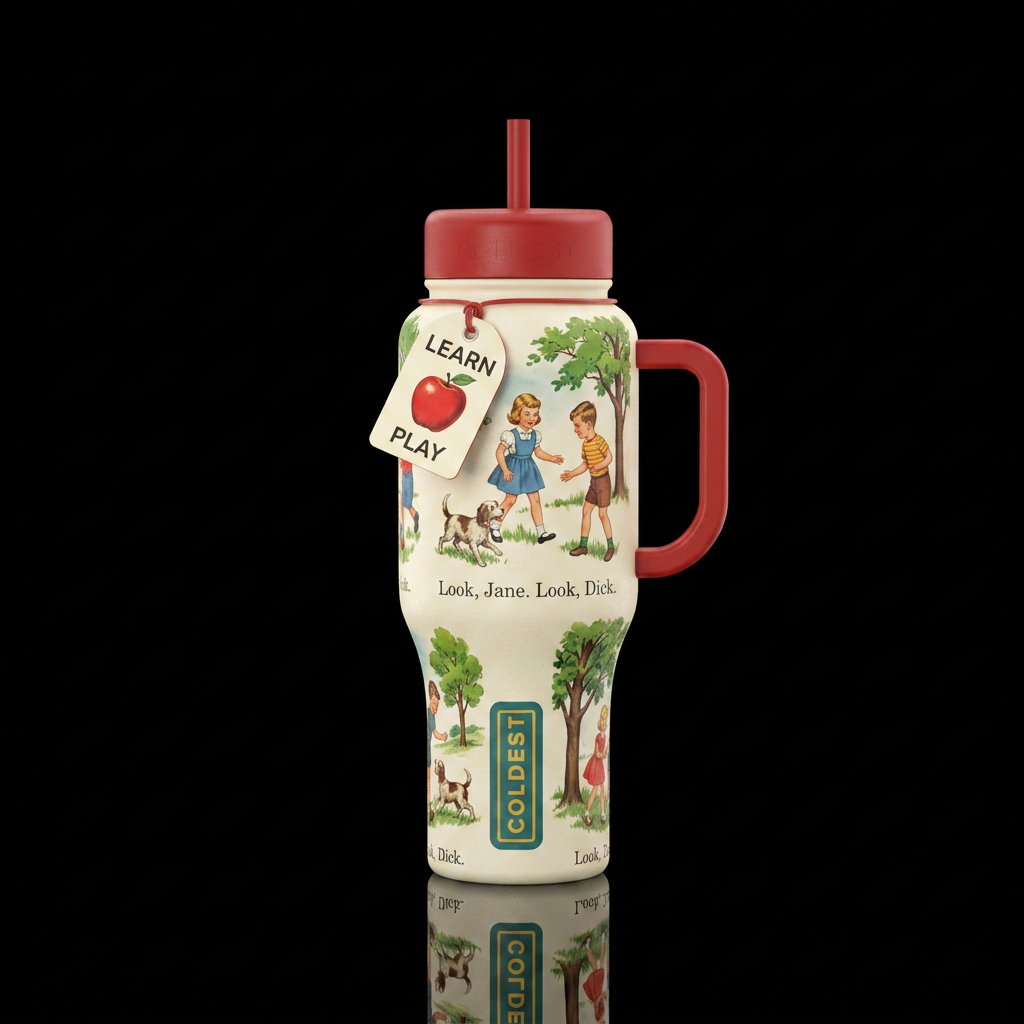 Fun with Dick and Jane water bottle design