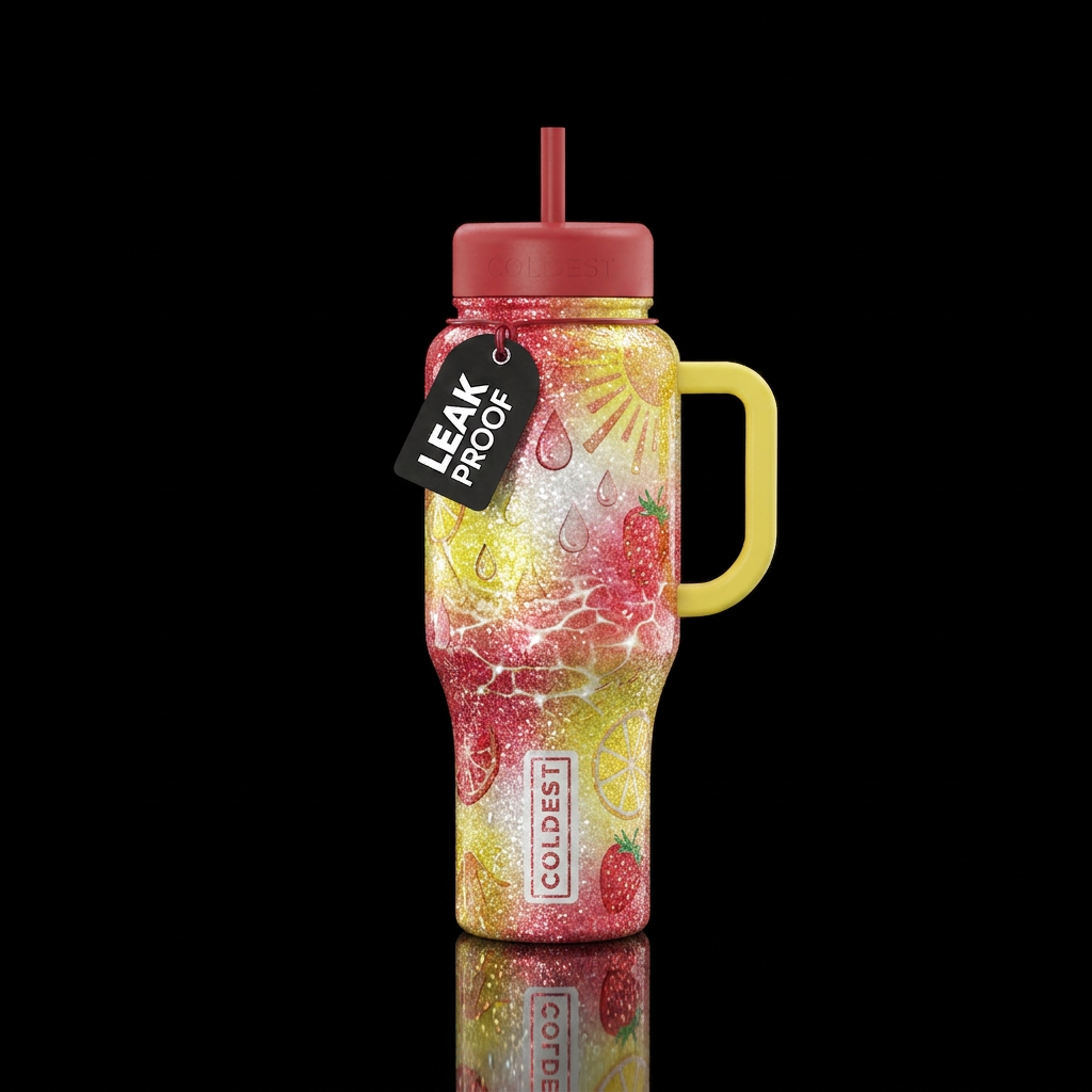 strawberry summer kiss water bottle design