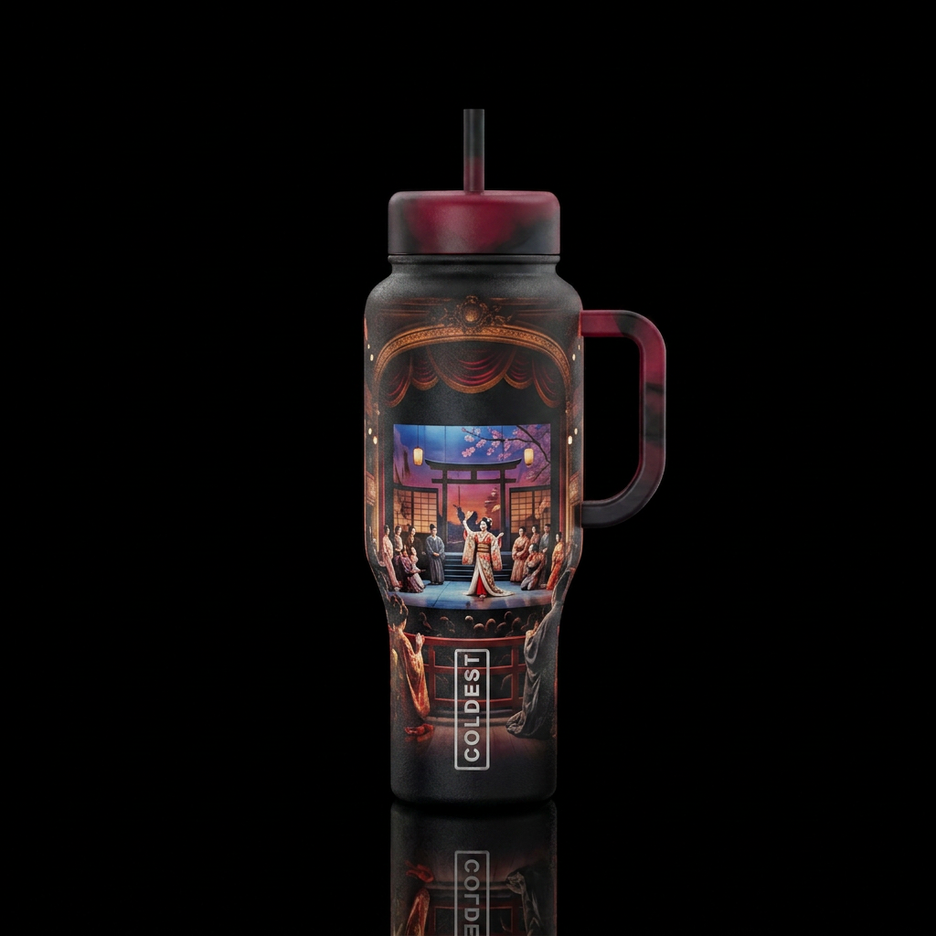 Madama Butterfly water bottle design