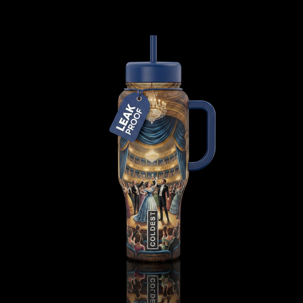La Traviata drinking scene water bottle design