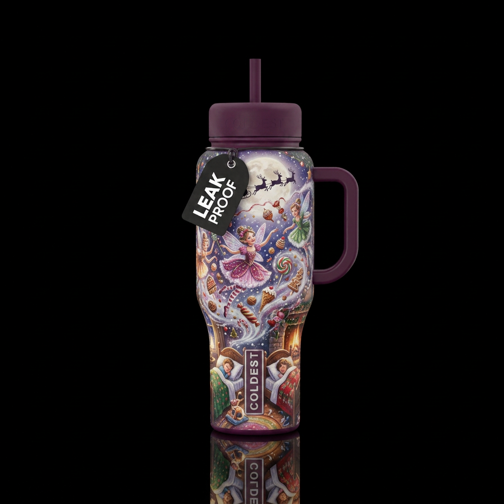 sugar plum visions water bottle design