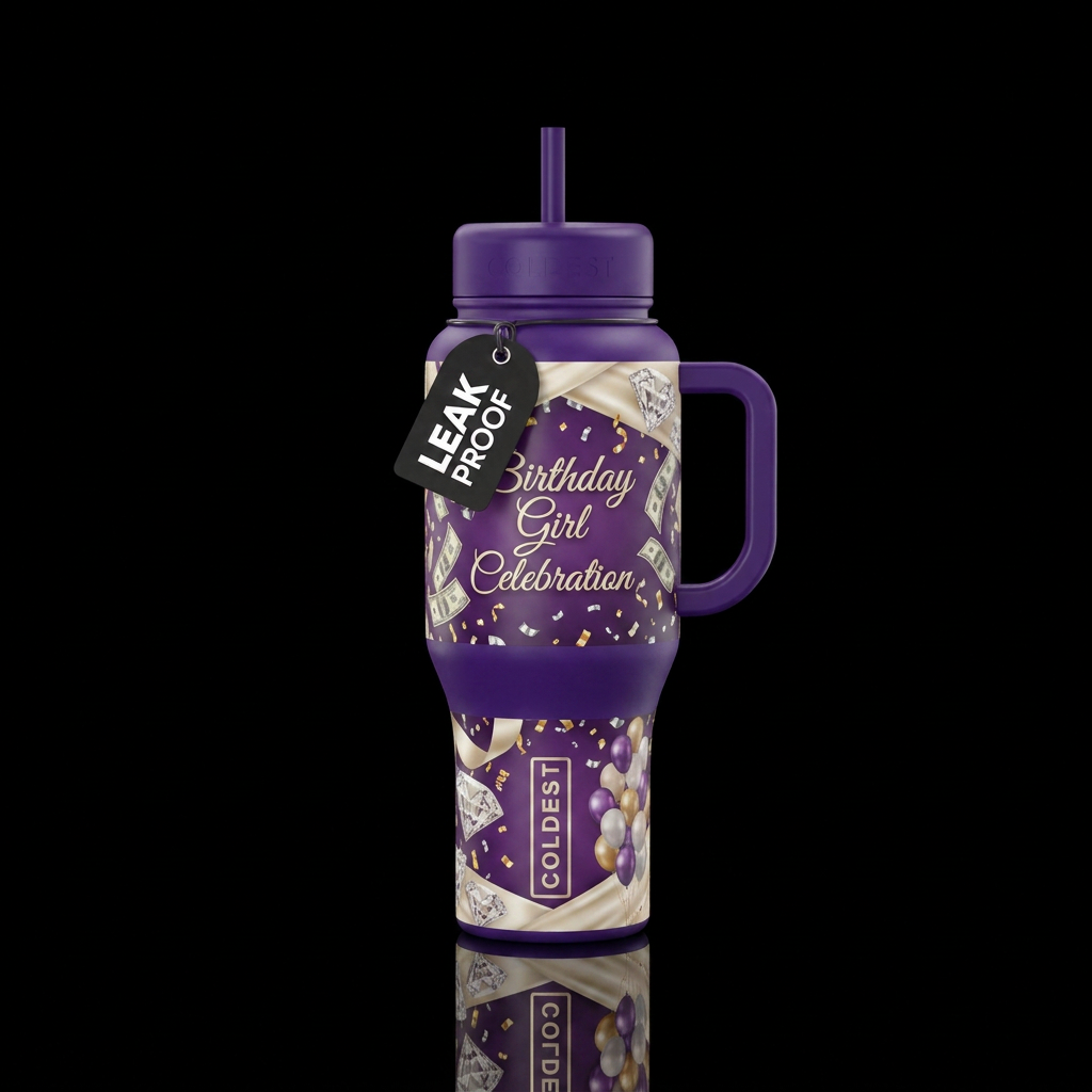 birthday girl water bottle design