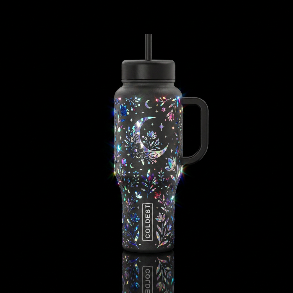 sparkle floral water bottle design