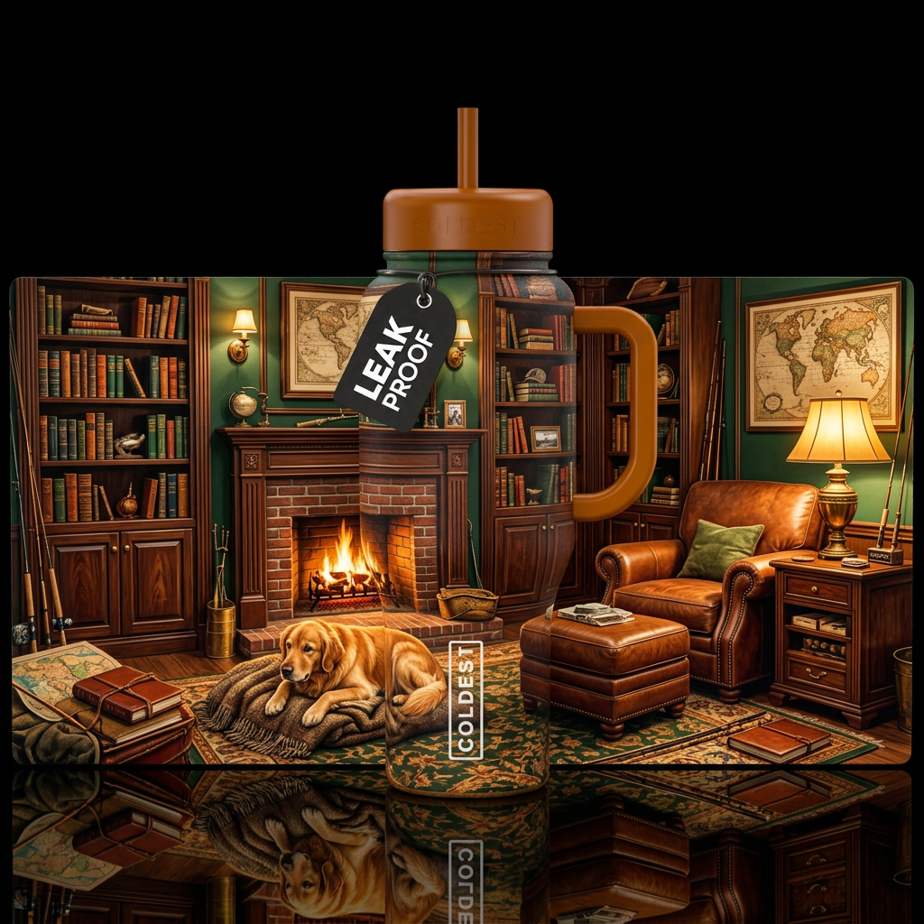 His Library water bottle design