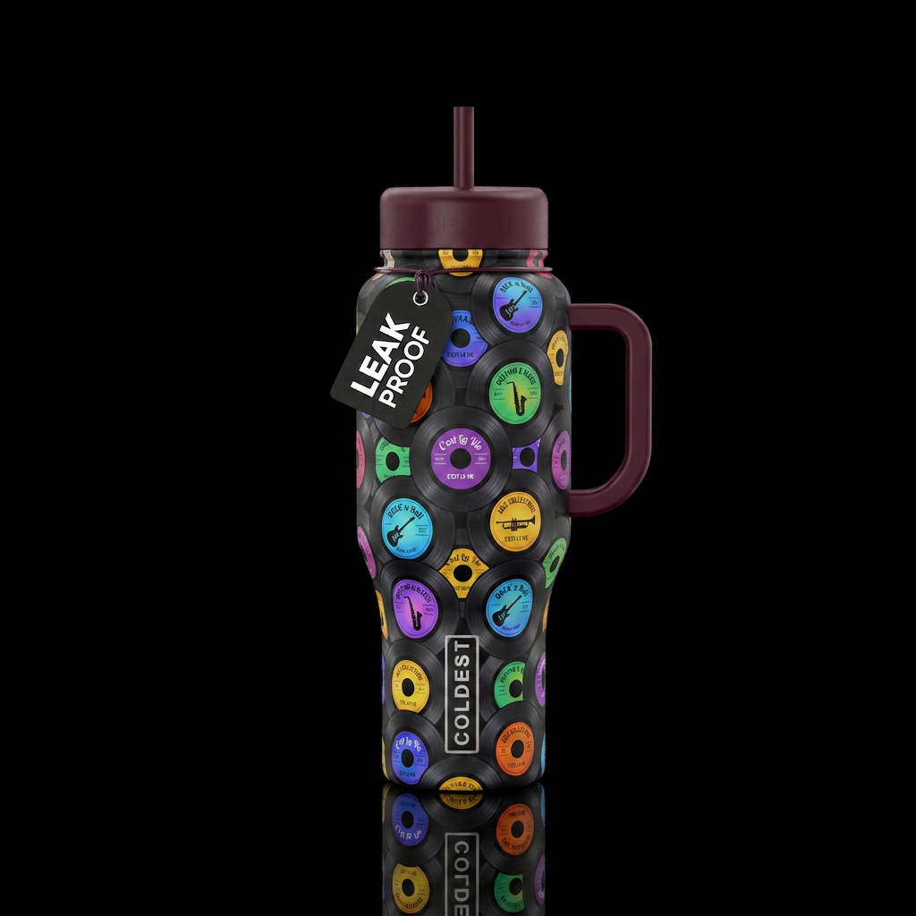vinyl vibes water bottle design