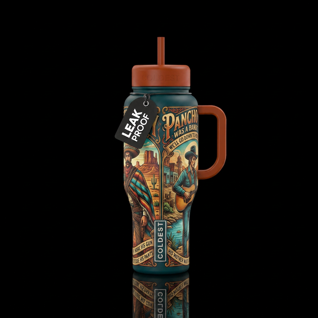 Pancho and Lefty water bottle design