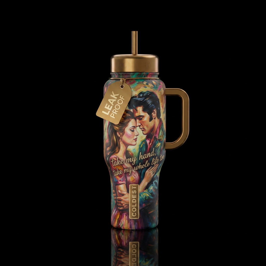 Can't Help Falling water bottle design