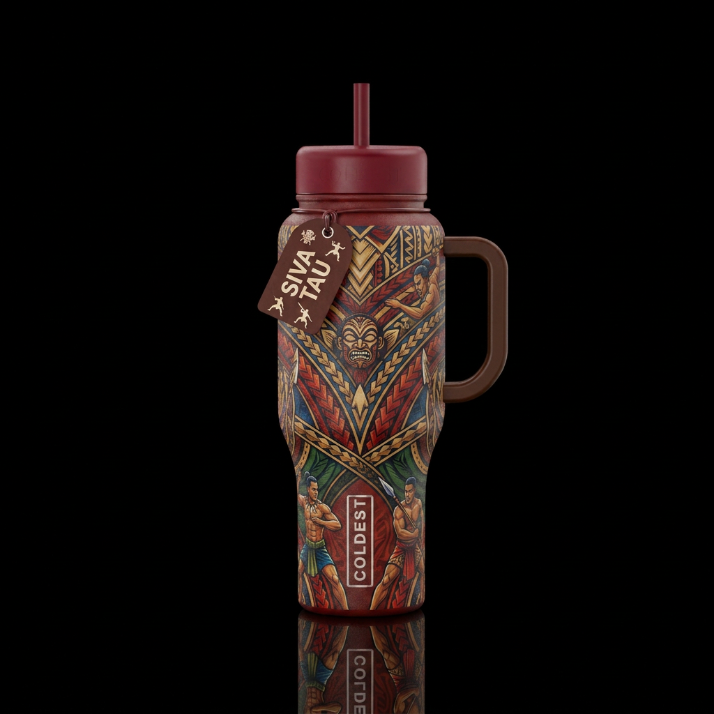 Samoan Siva Tau water bottle design