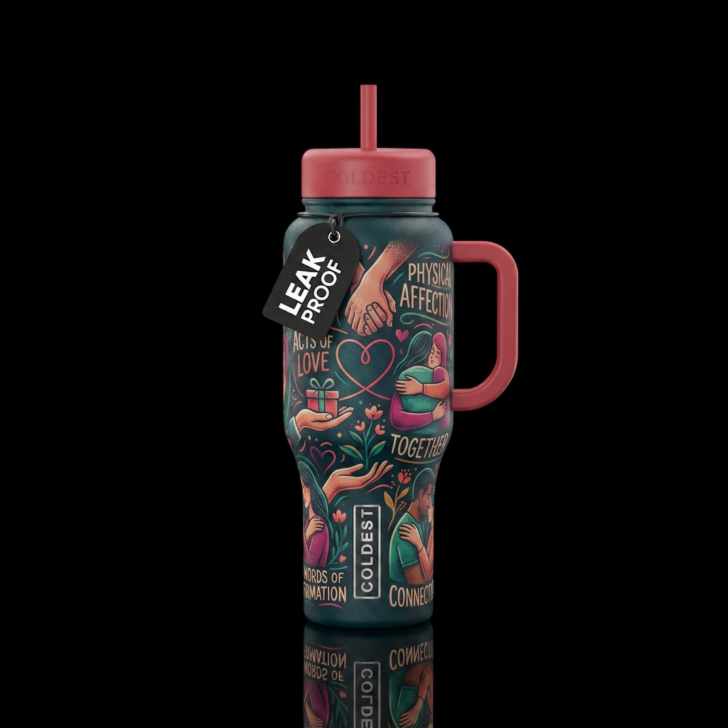 love language water bottle design