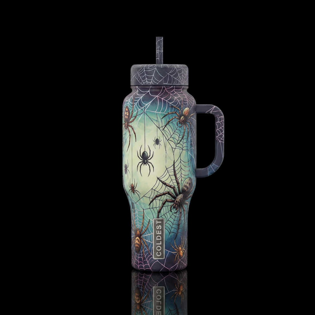 Spider's Hangout water bottle design