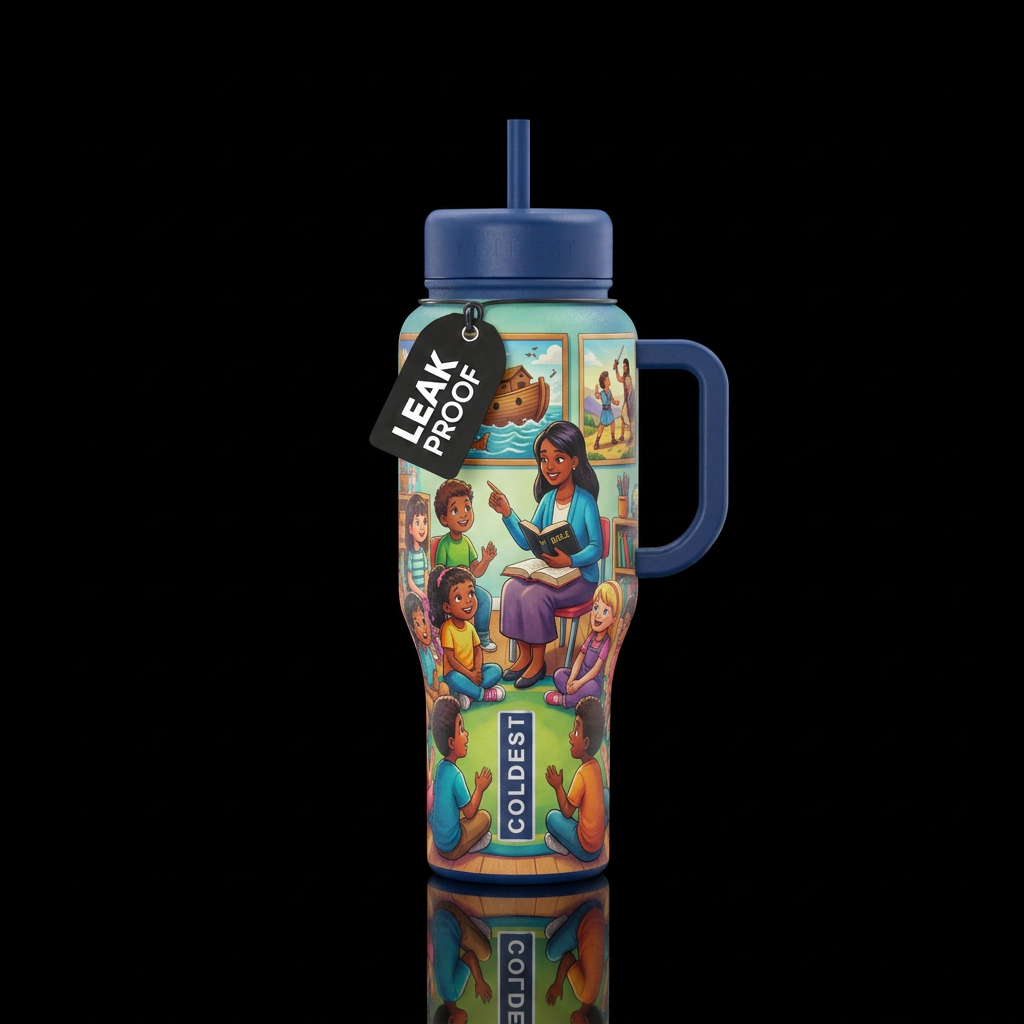 Bible School time water bottle design