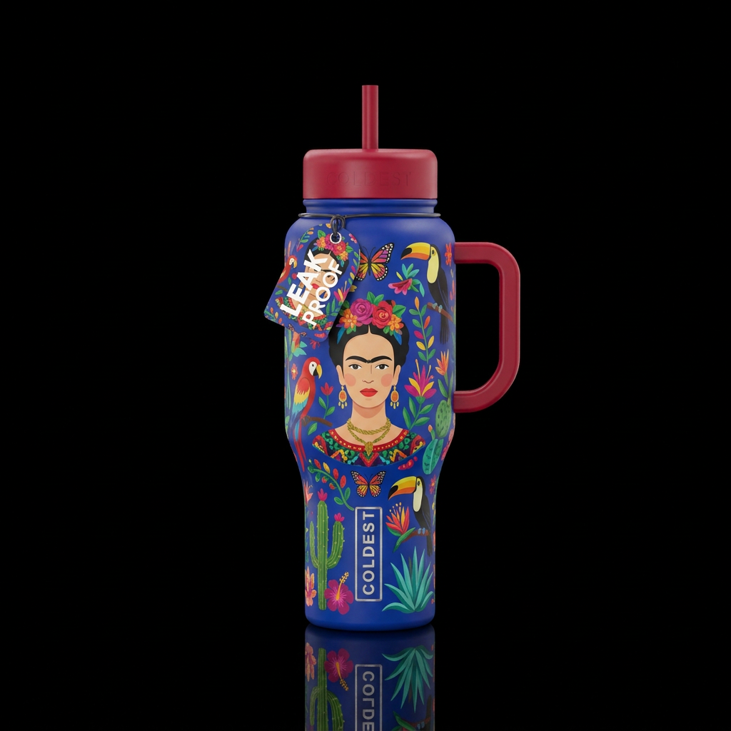 inspired Kahlo water bottle design