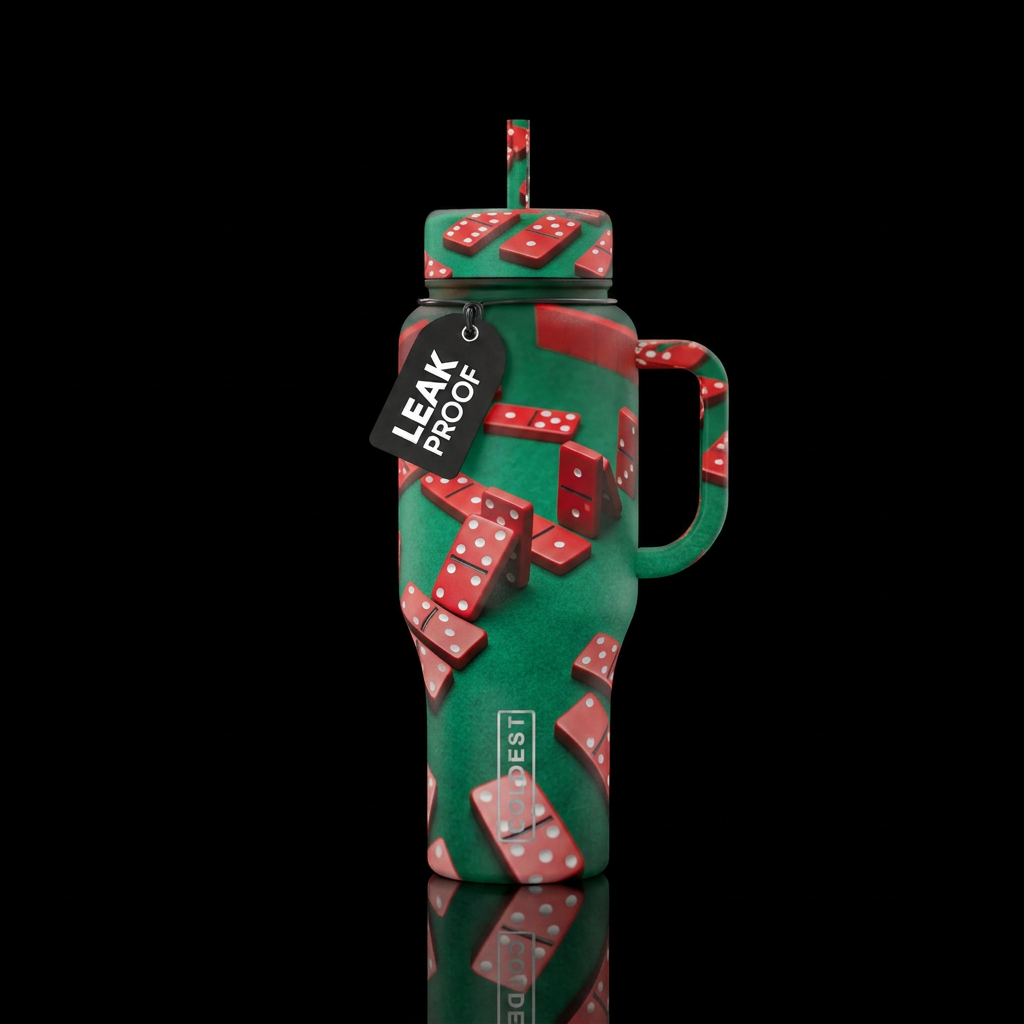 Whoa Domino! water bottle design