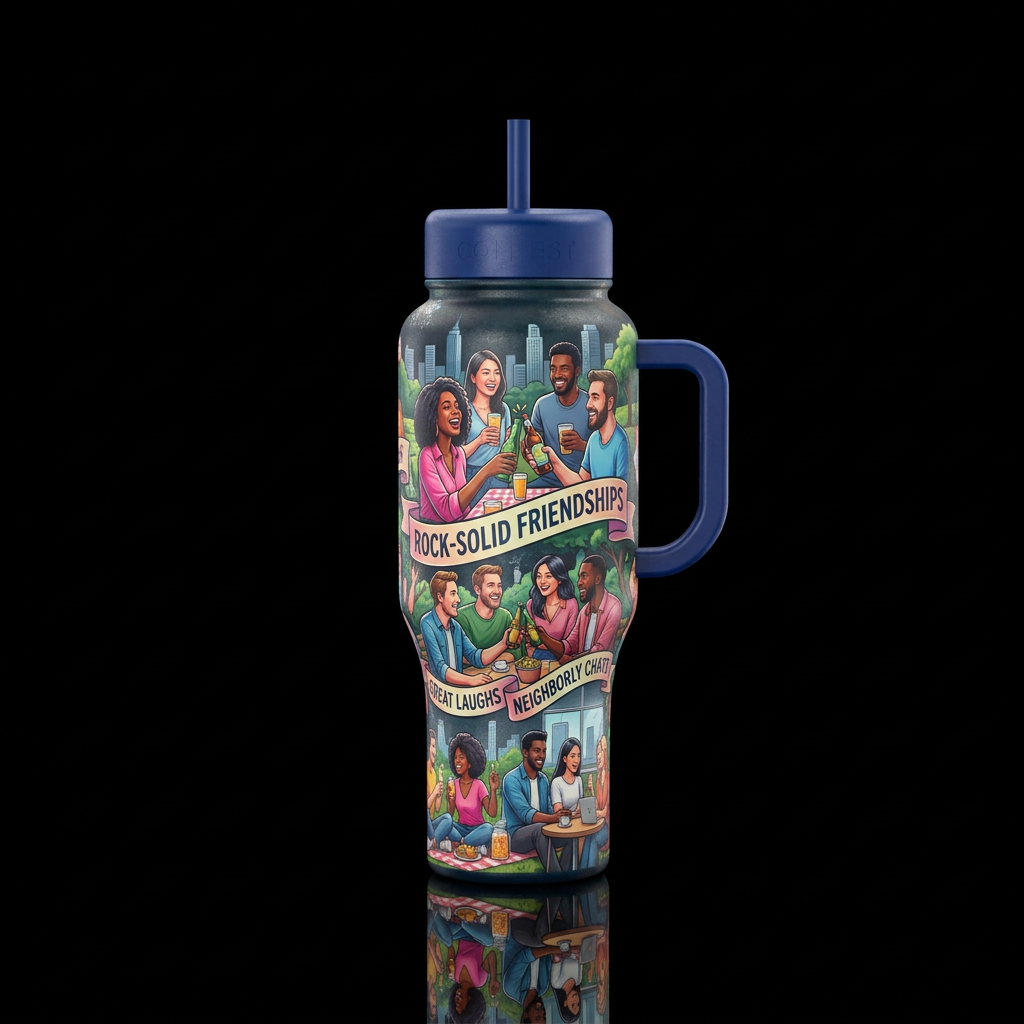 Cheers to Us water bottle design