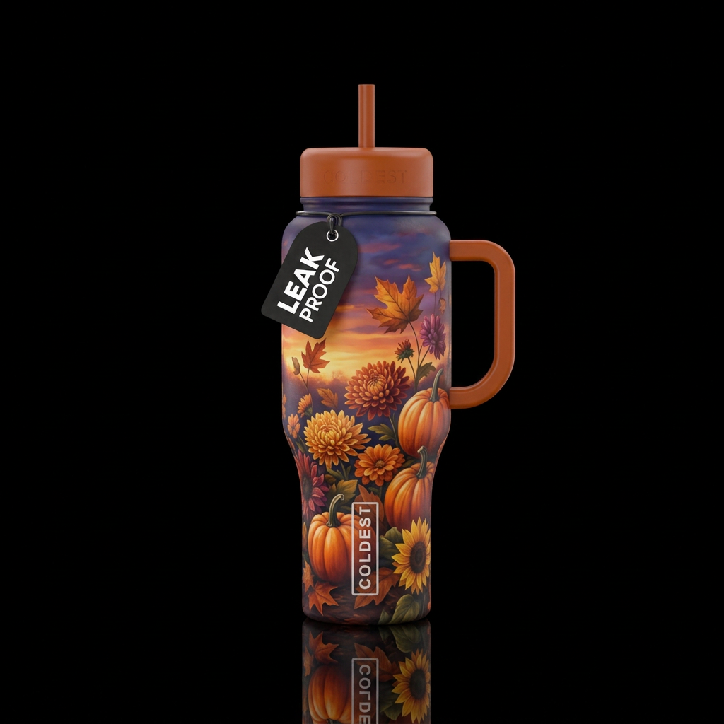 Autumn Arrives water bottle design