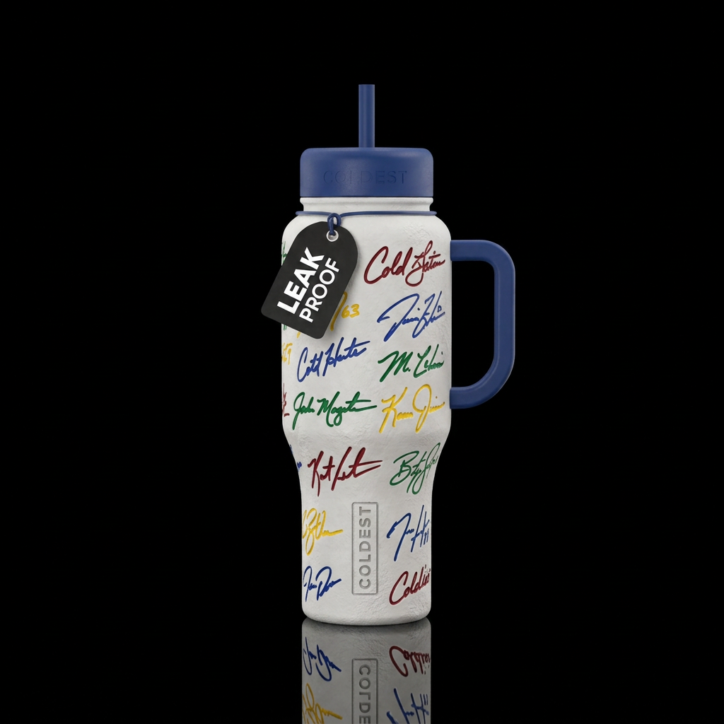 Coldie Crew Autographs water bottle design