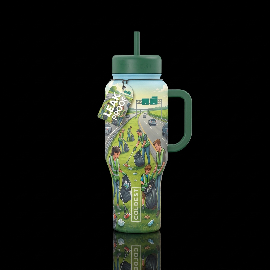 Roadside Volunteering water bottle design
