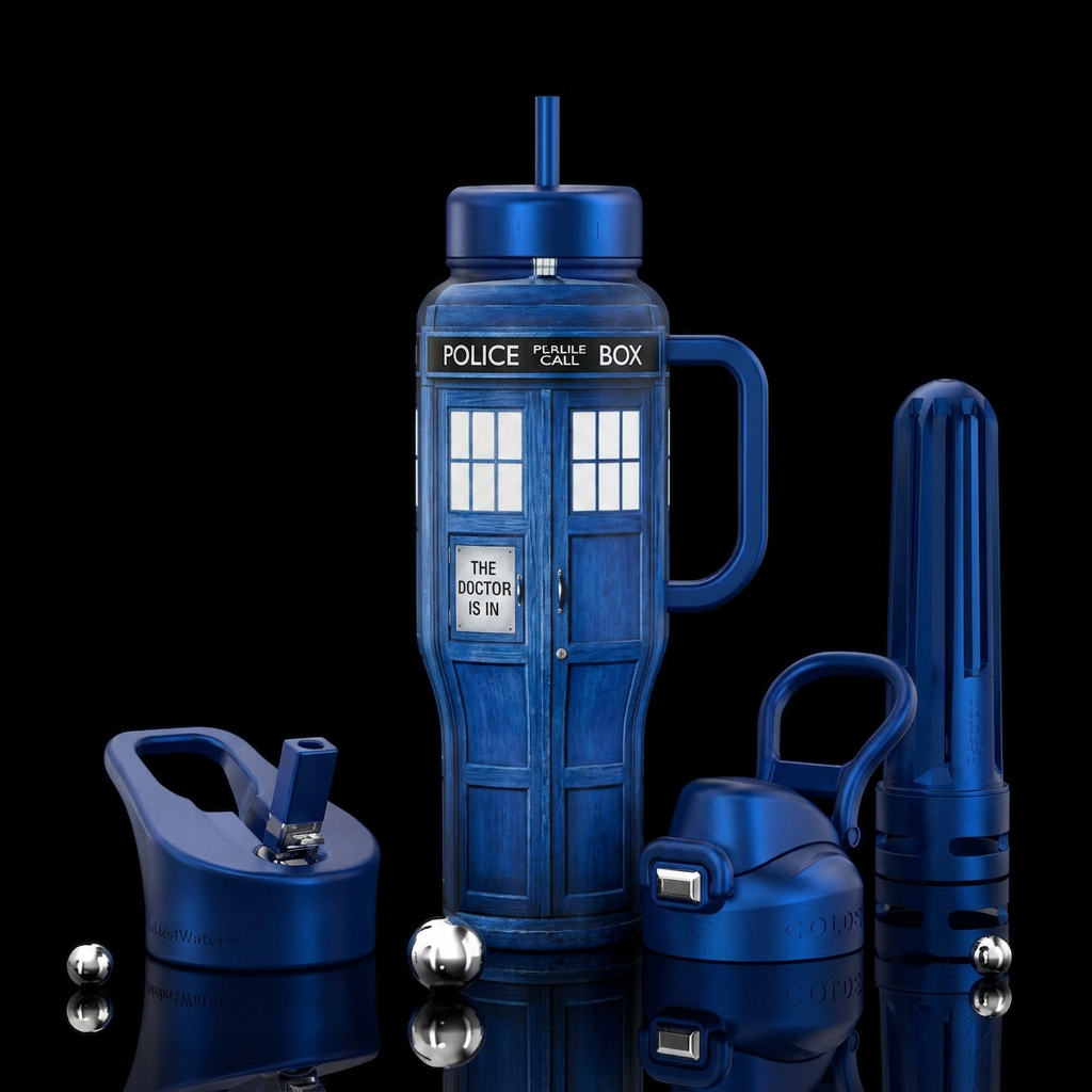 The Doctor Is In water bottle design