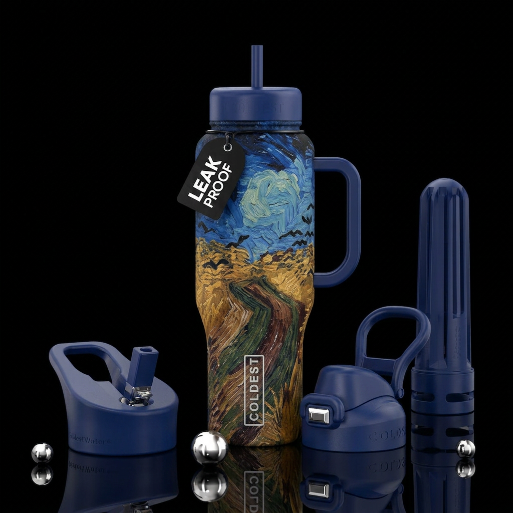 Van Gogh  Wheatfield with Crows water bottle design