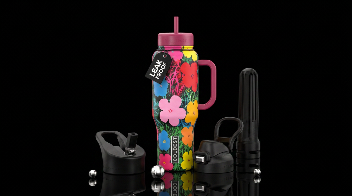Andy Warhol Giclee Paper Flowers 1964 water bottle design