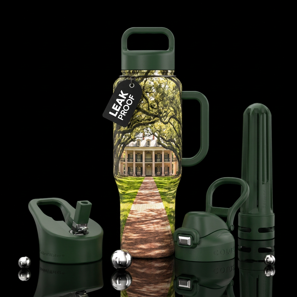 Oak Alley Plantation Louisiana water bottle design
