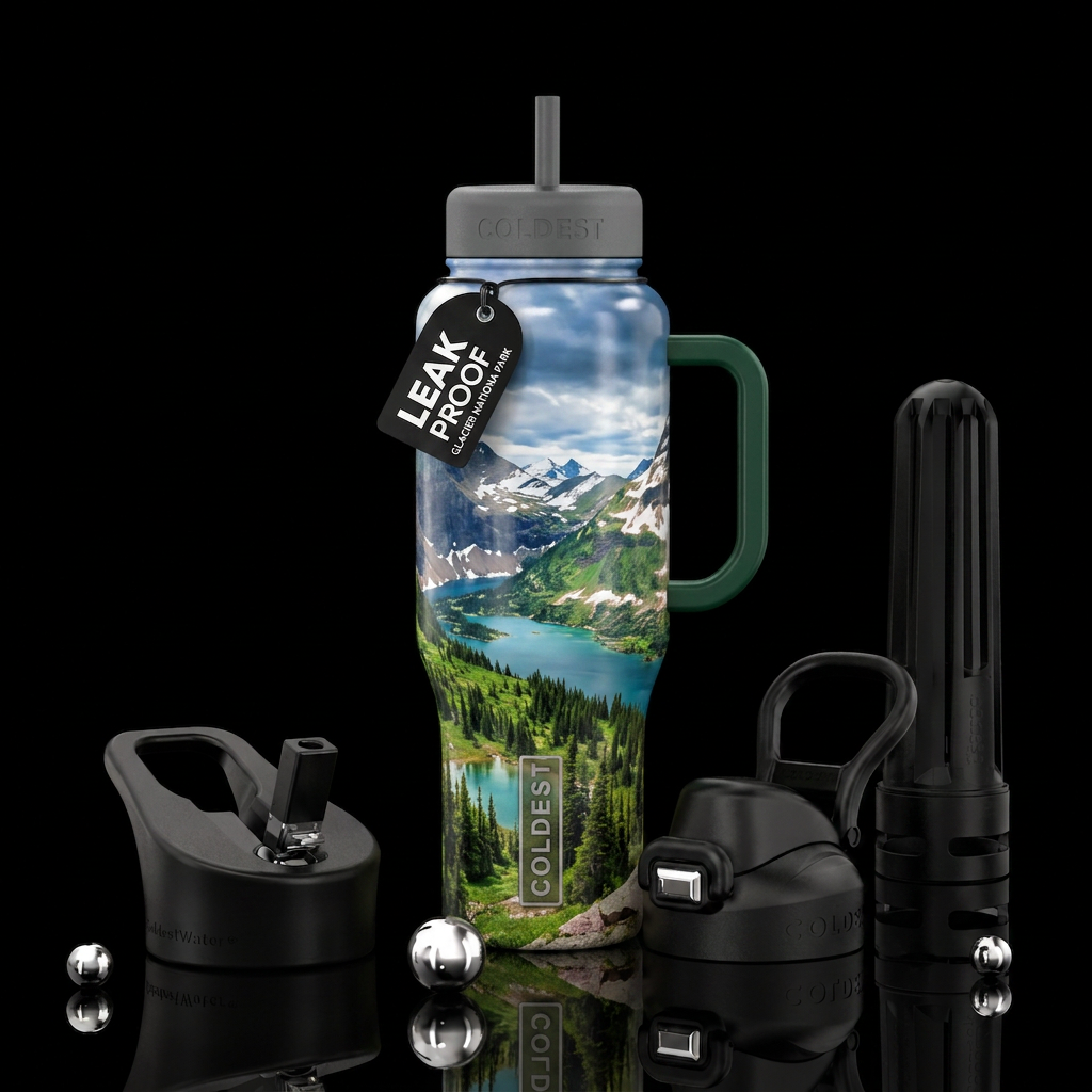 Glacier National Park Montana water bottle design