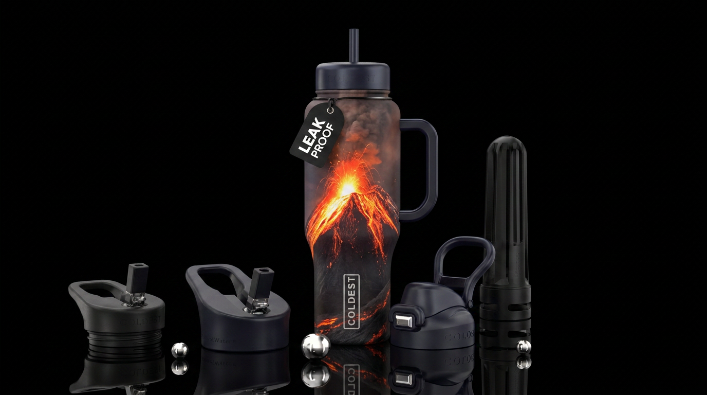 Erupting Volcano with glowie Lave water bottle design
