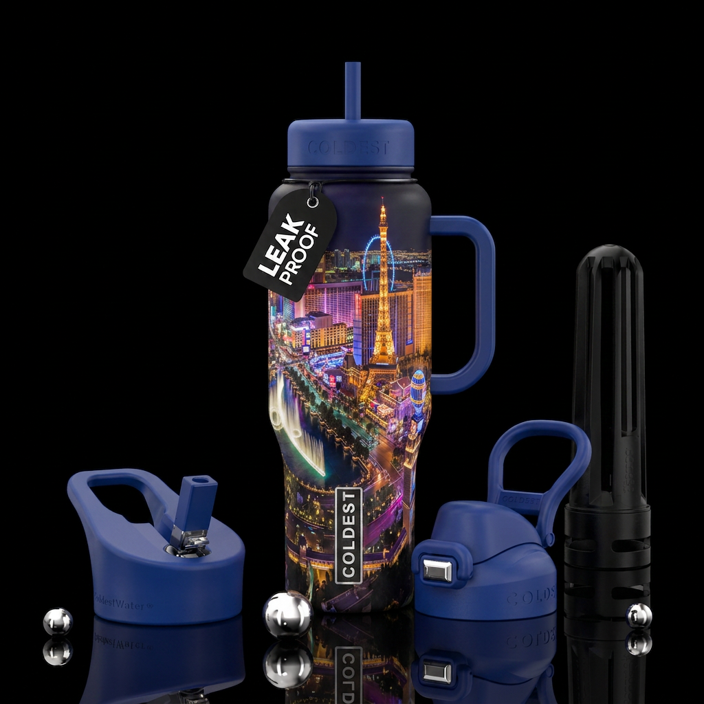 Vegas Strip water bottle design