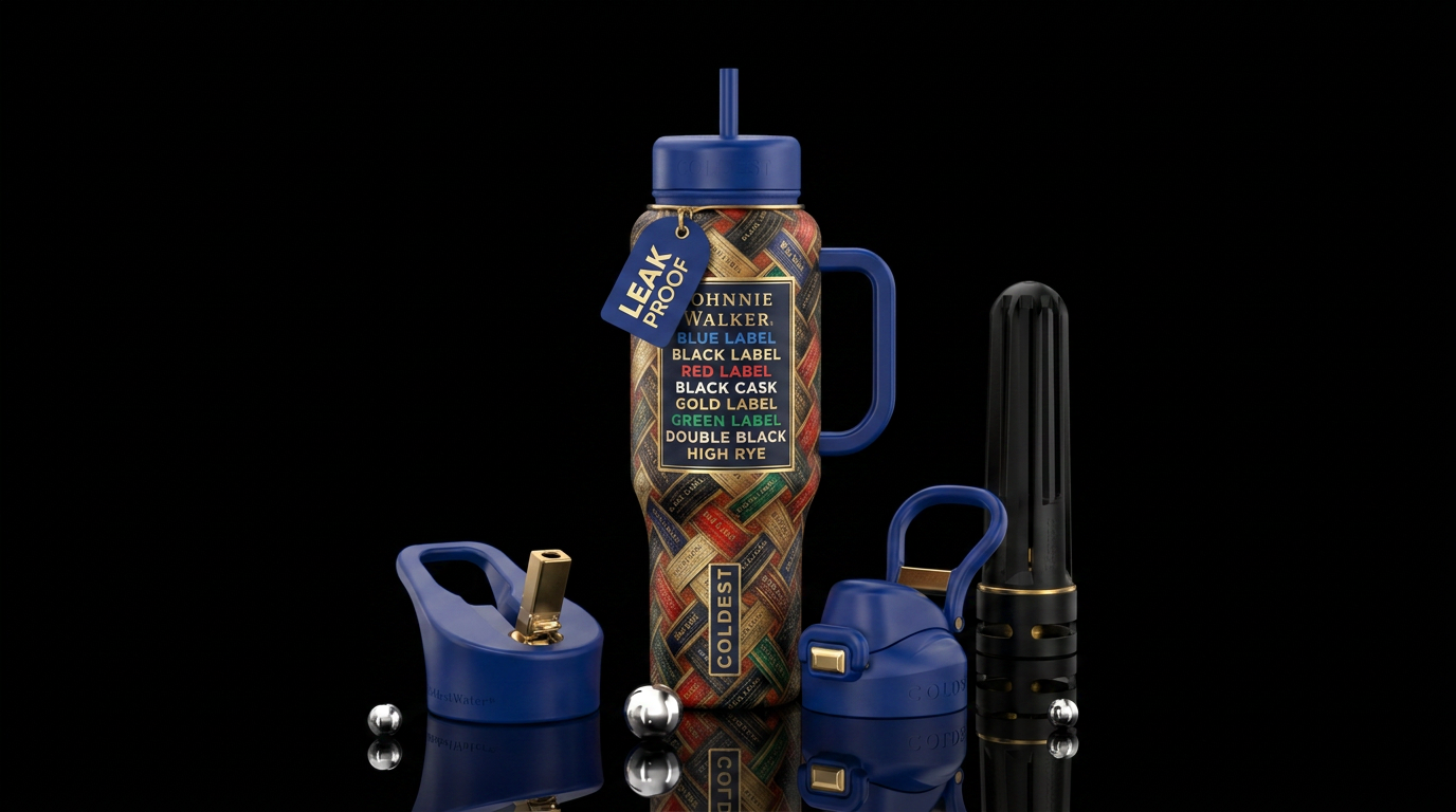 Johnnie Walker, Blue Label , Black Label, Red Labe... water bottle design