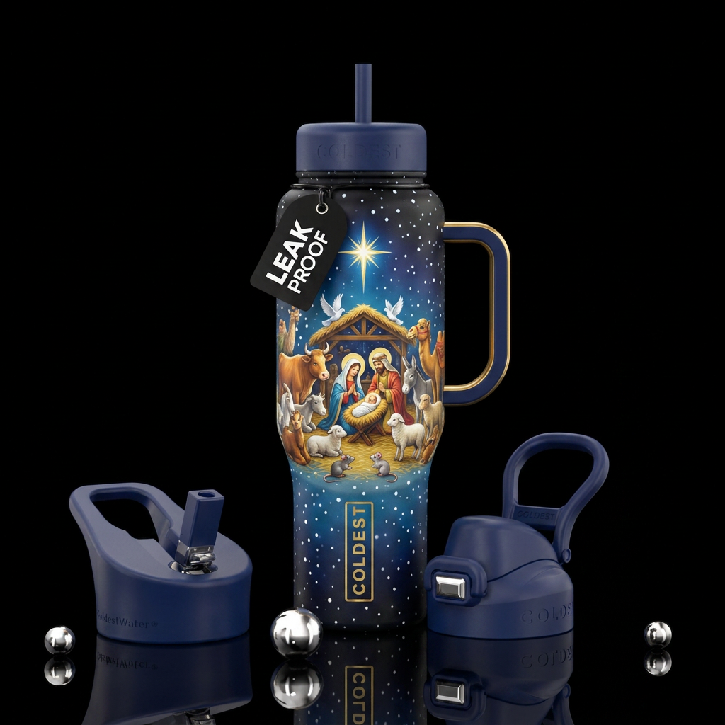 Nativity water bottle design