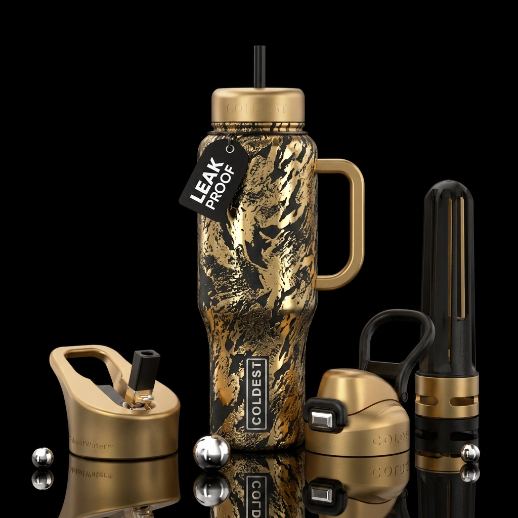 Gold and Black water bottle design