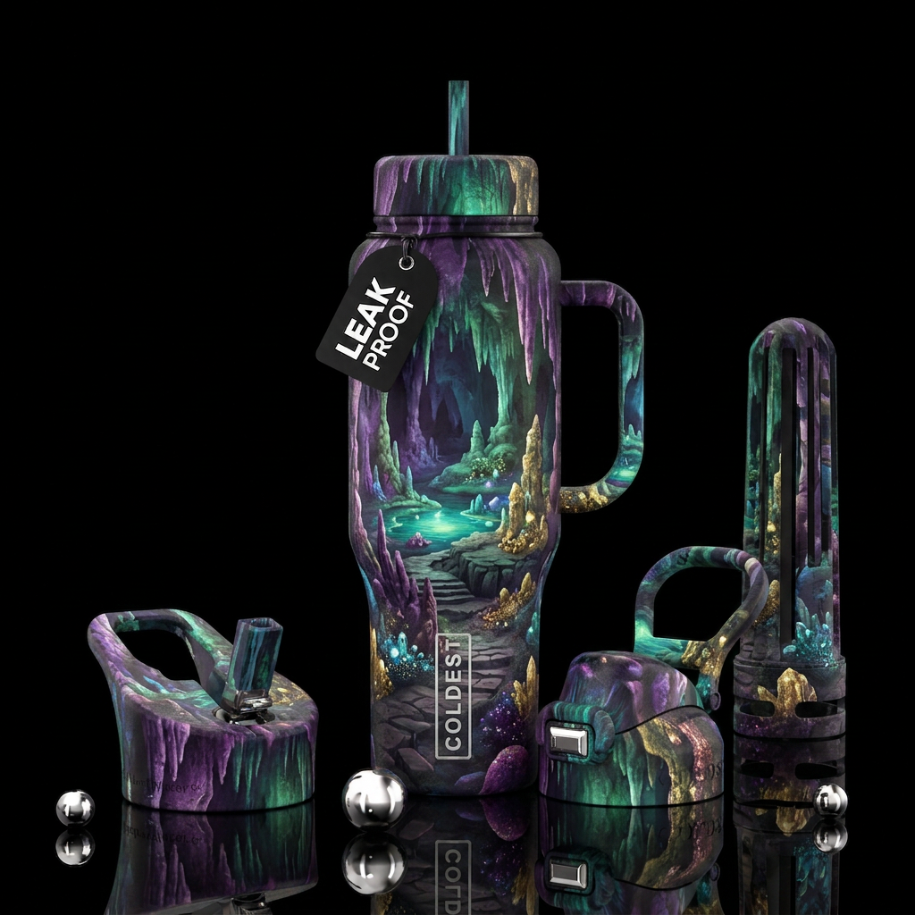 Mystical Underground Caverns water bottle design