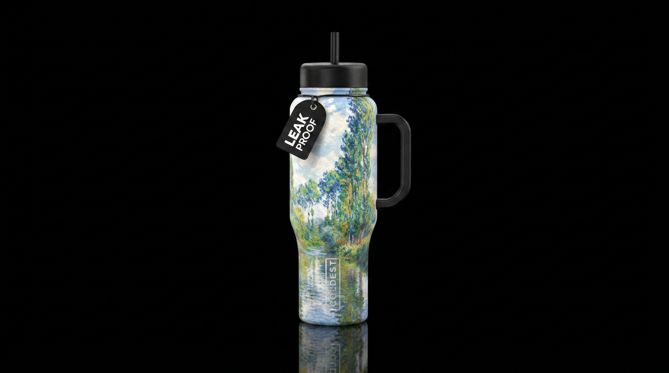 Art Gallery  - Monet Painting Poplars at Giverny water bottle design