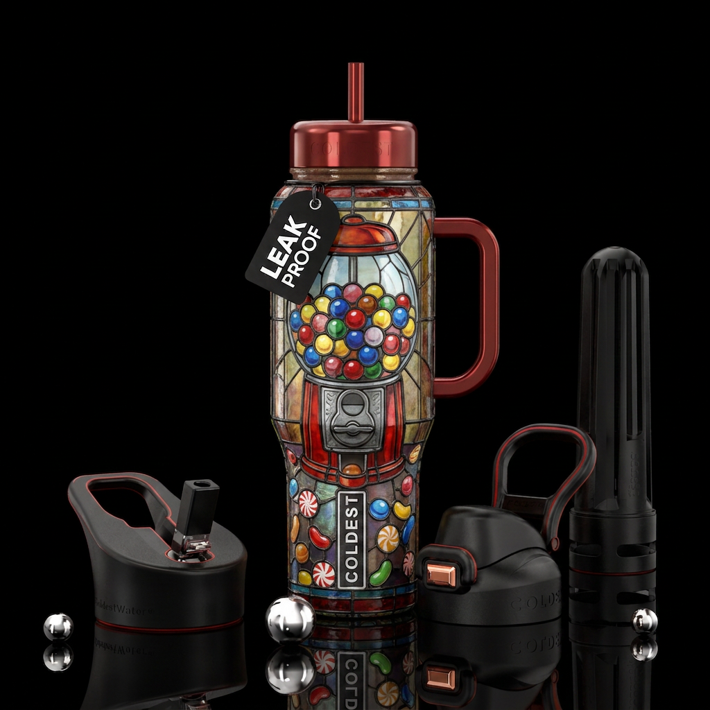Gumball Machine and Stained Glass water bottle design