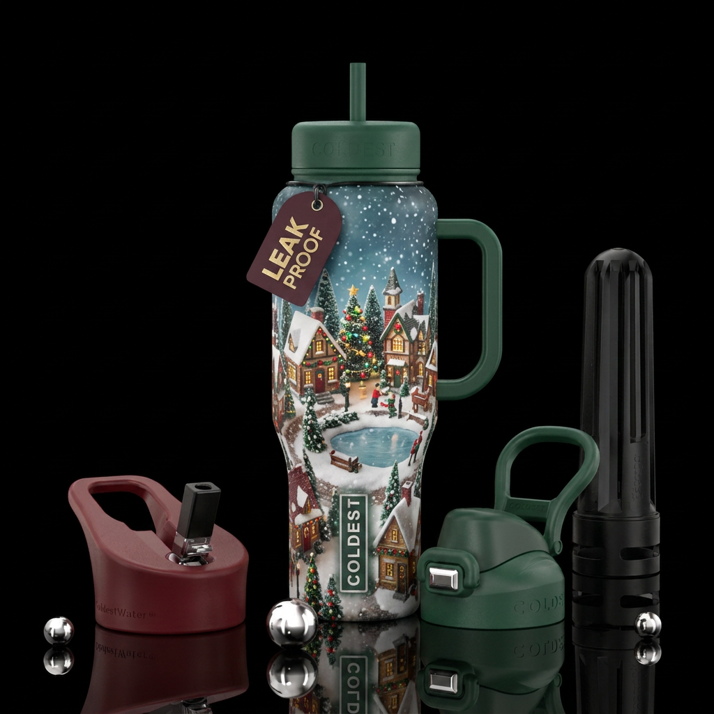 Christmas Village water bottle design