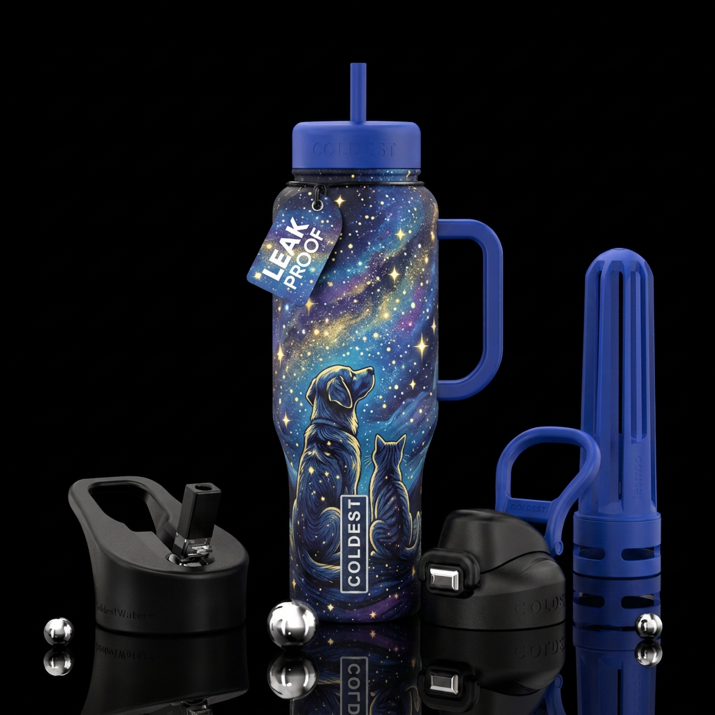 Watching the stars water bottle design