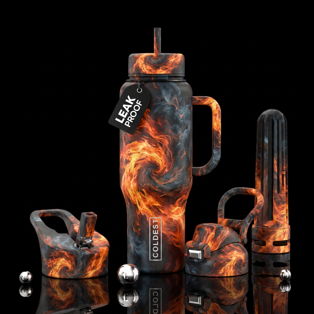 Fire: Beautiful & Majestic yet so Devastating water bottle design