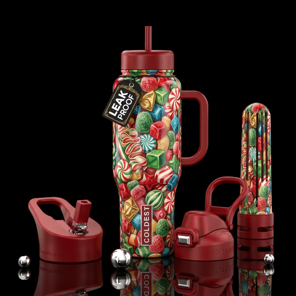 Old Time Christmas Candy water bottle design