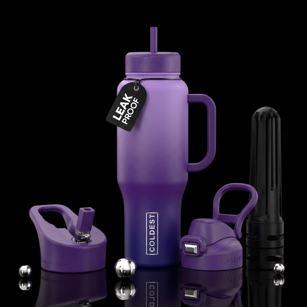 Purple gradient water bottle design