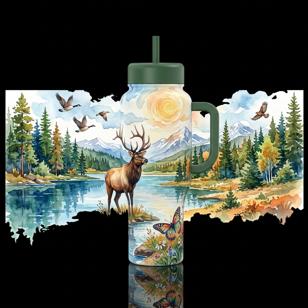 Majestic Elk water bottle design
