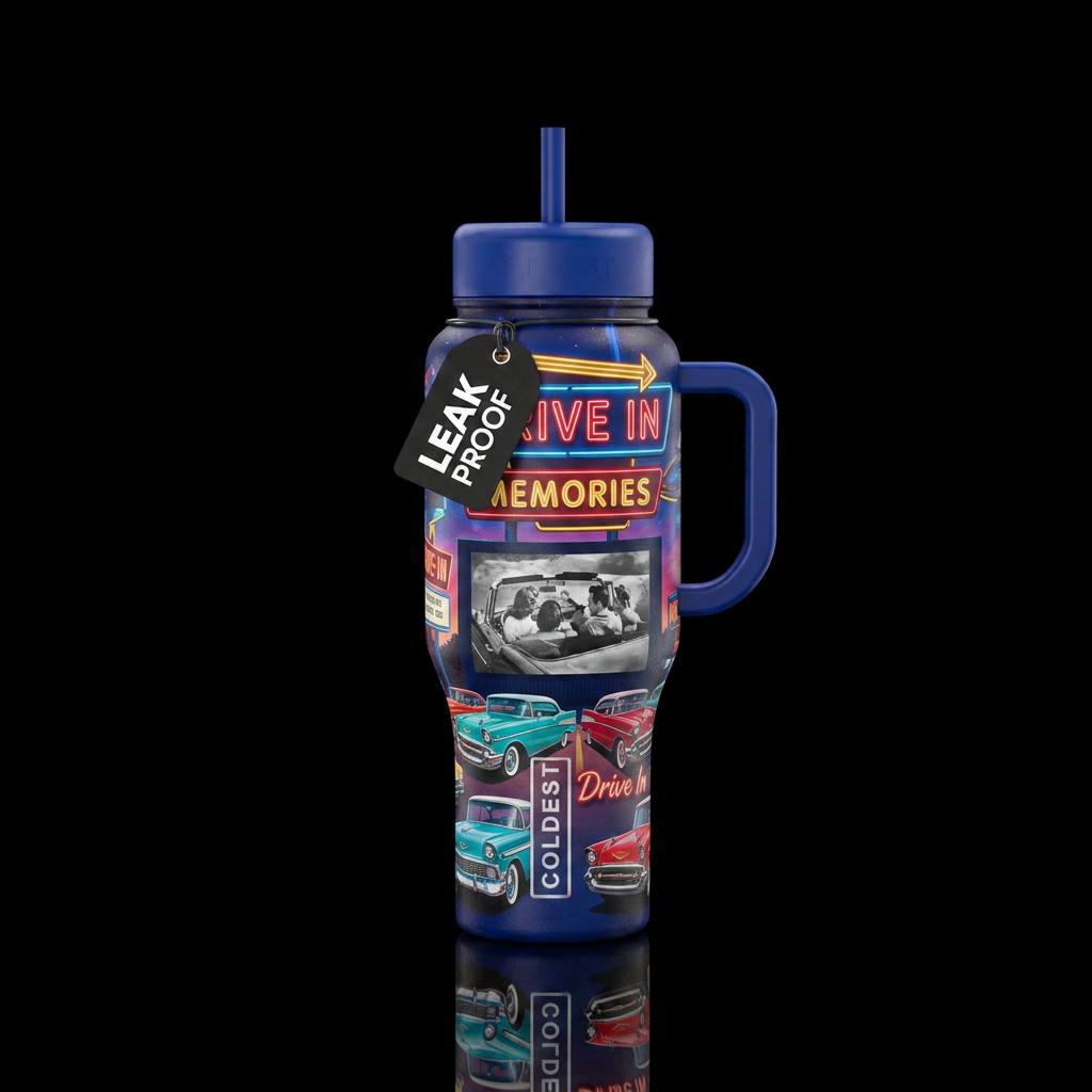 Drive In Memories I water bottle design