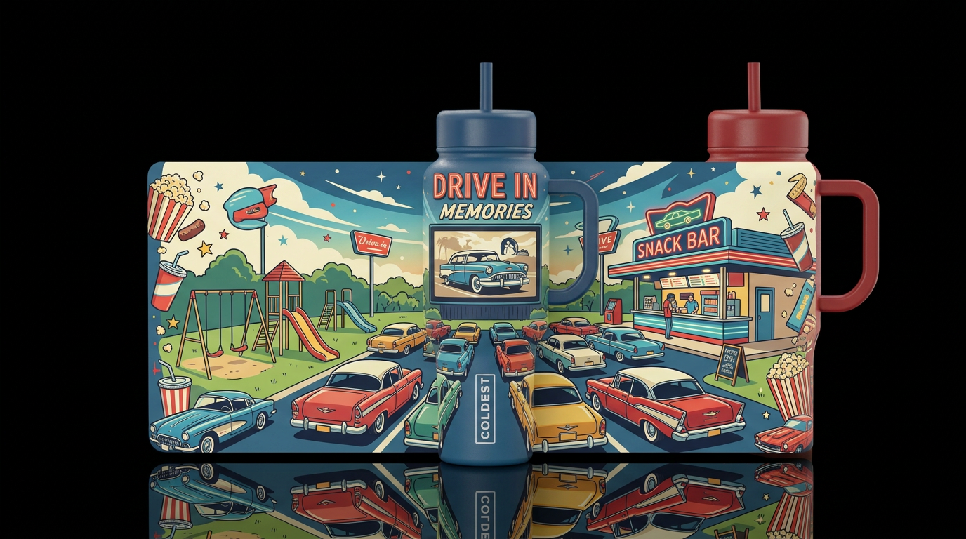 Drive In Memories II water bottle design