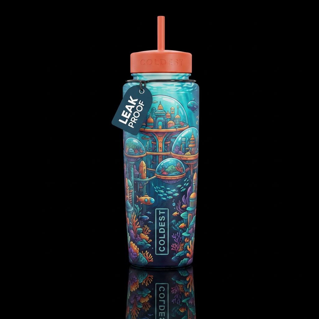 Under Water City water bottle design