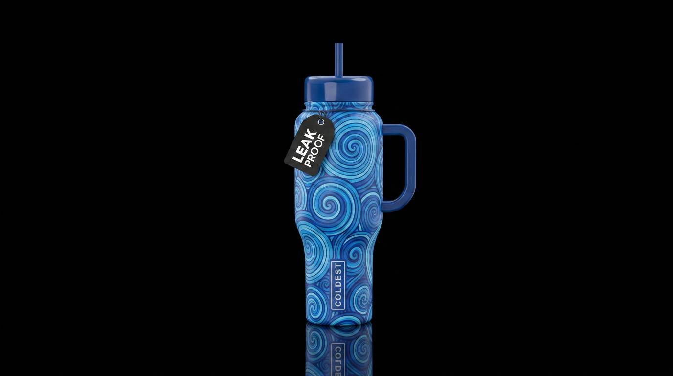 Shades of Blue, spirals water bottle design