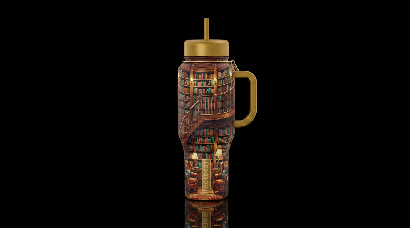 Two Story Dream Library water bottle design
