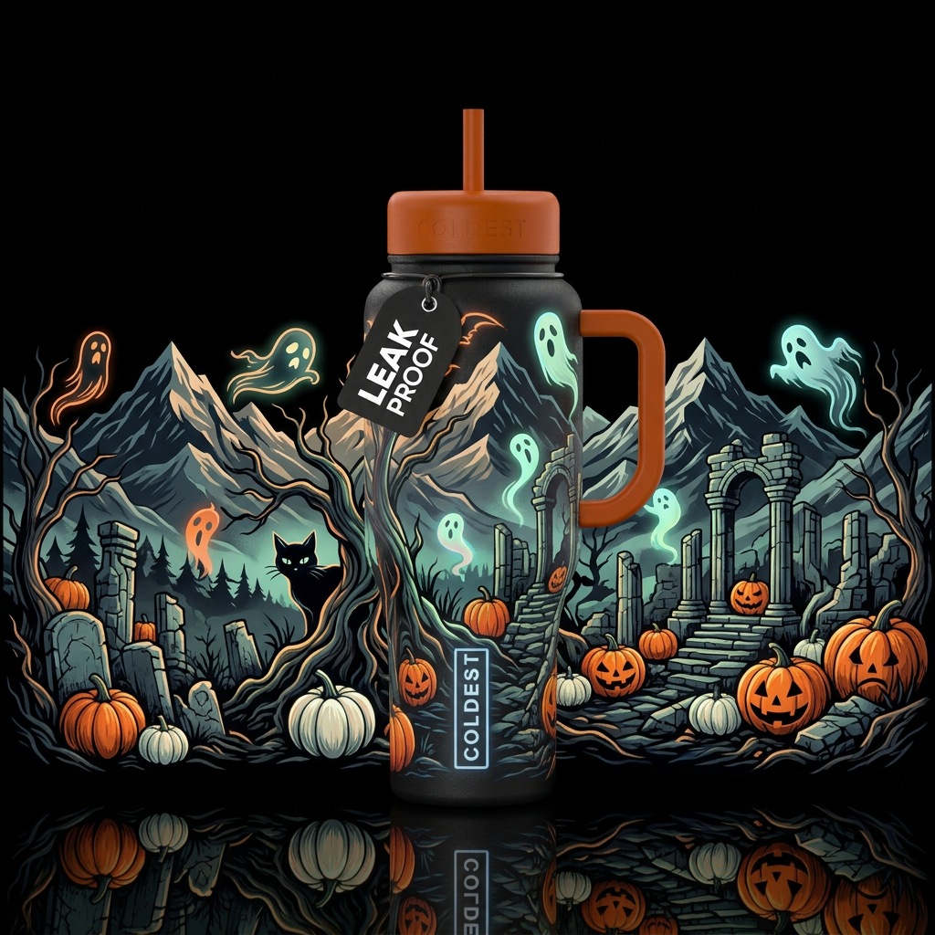Haunted Woods water bottle design