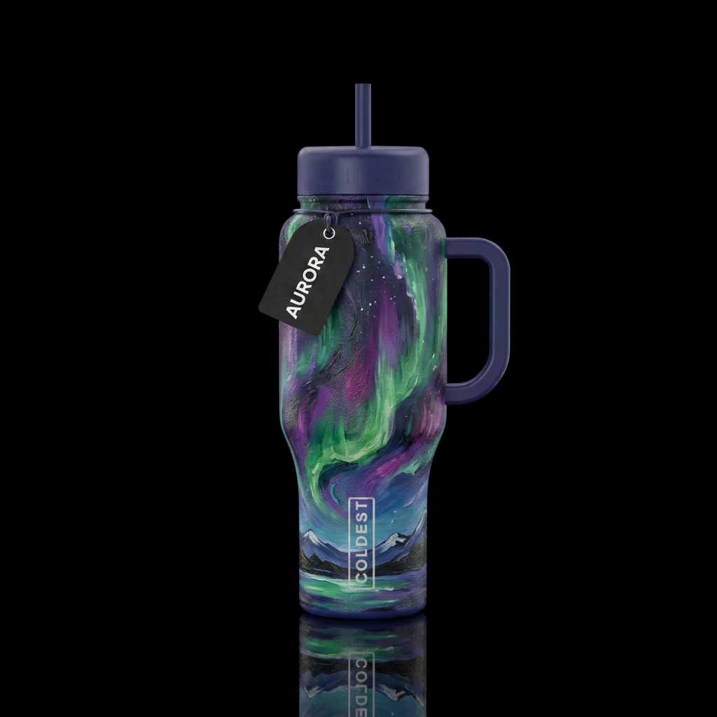 Northern Lights water bottle design