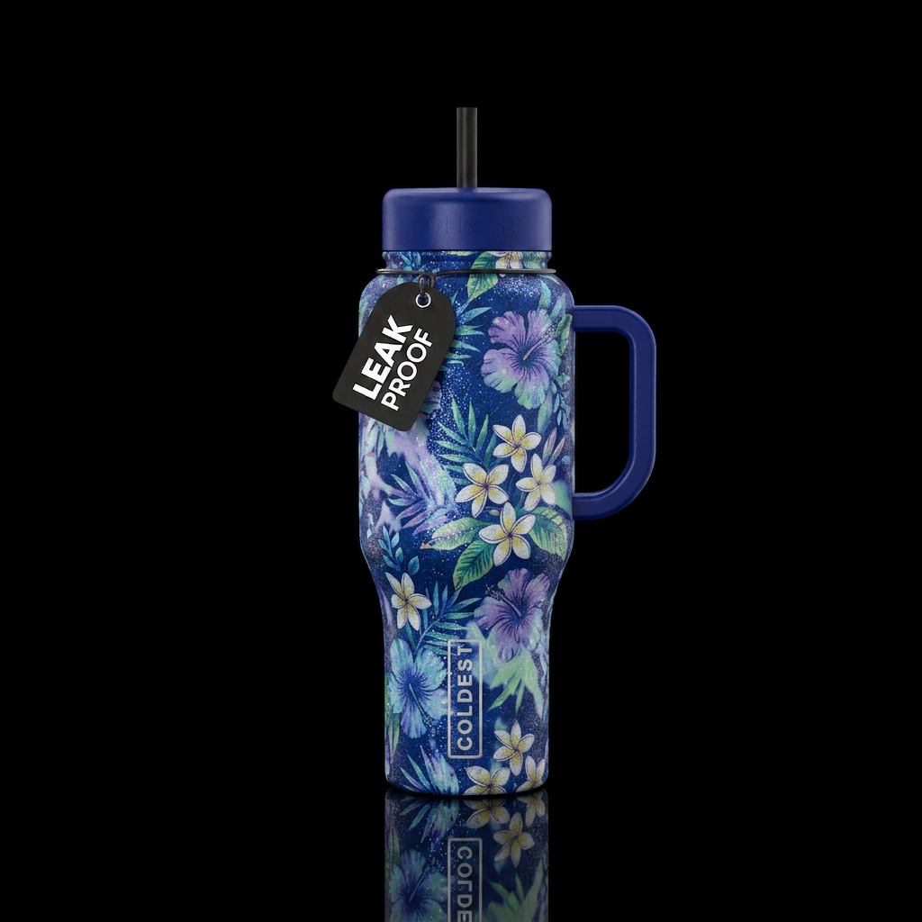 Tropical Flowers water bottle design