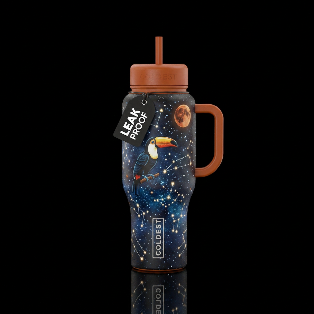Toucan  in the Moonlight water bottle design